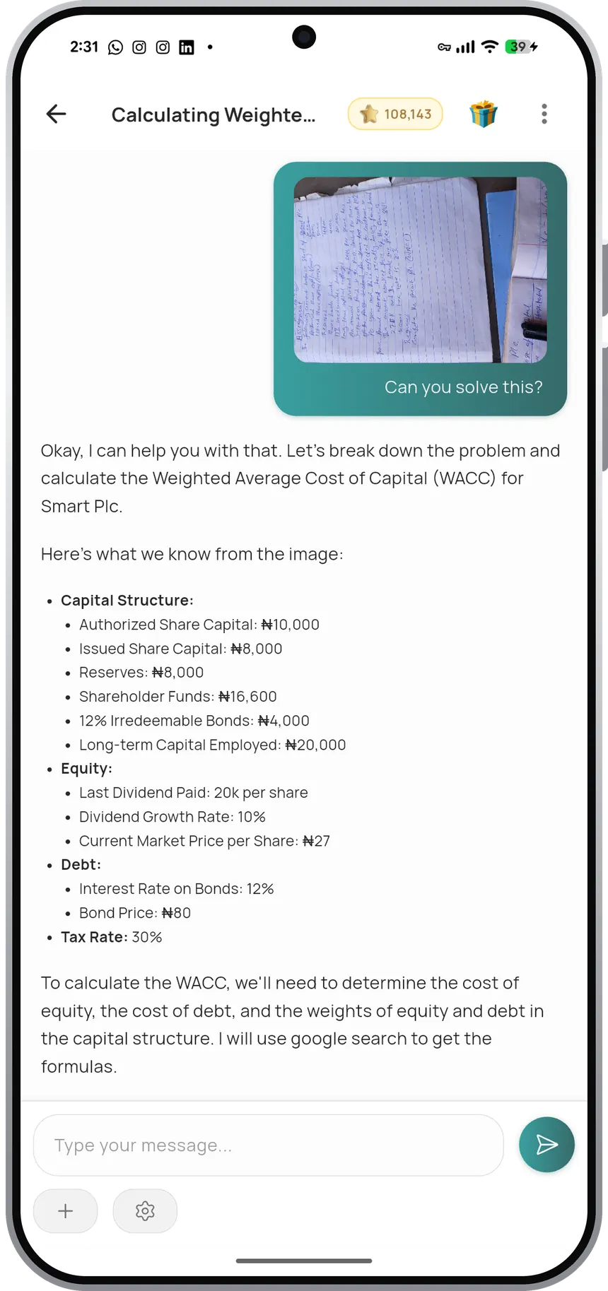 NexxAI working through a photographed question in the NexxEd app